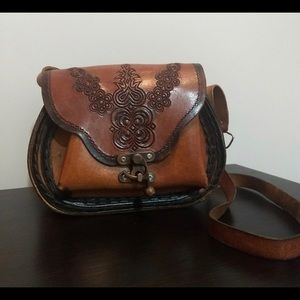 One of a kind vintage leather saddle purse